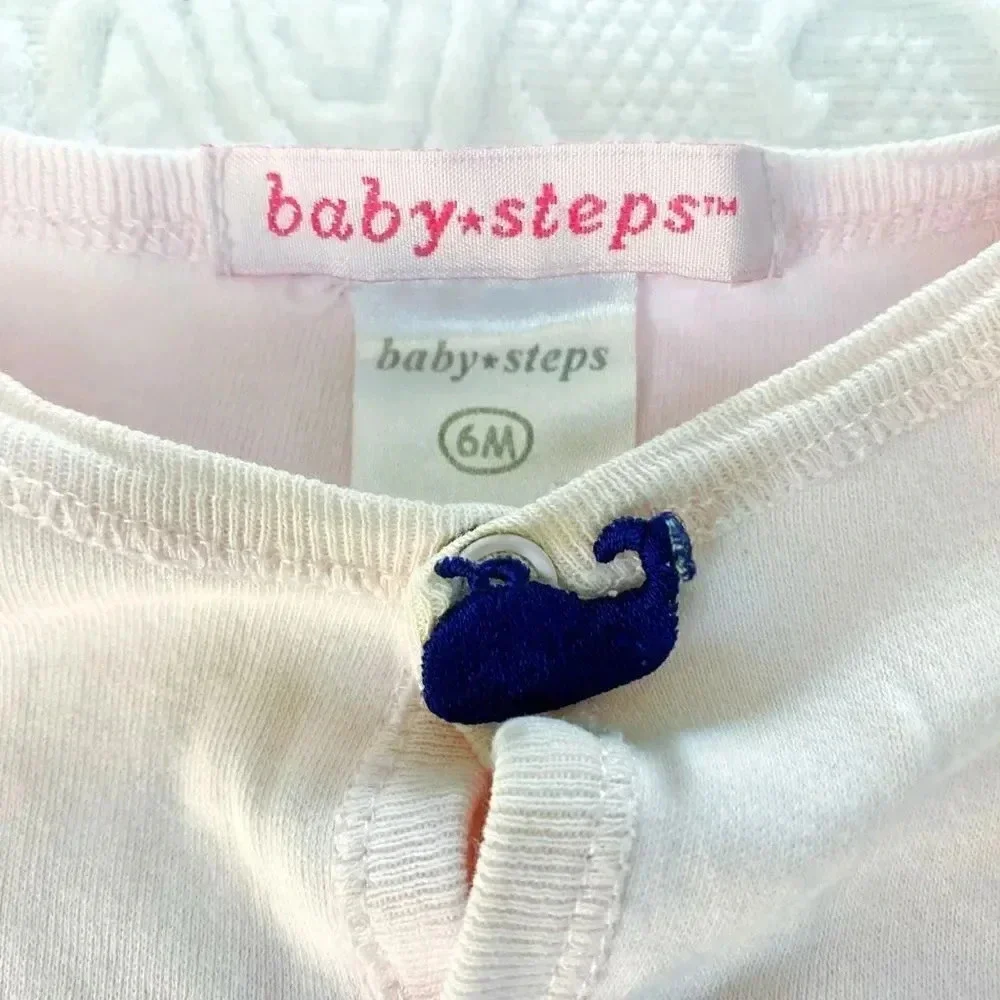 Babysteps | Pink Footed Onesie (6 mos) 🐳